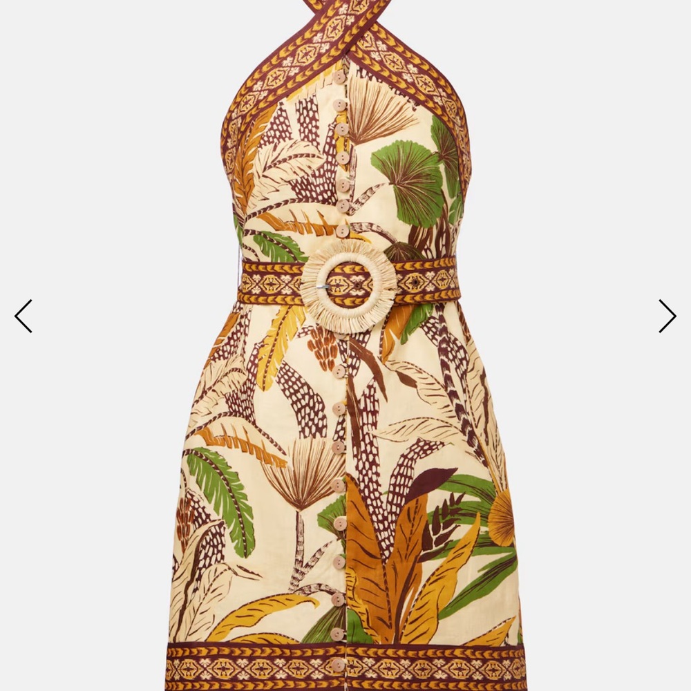 NWT FARM RIO Foliage Sketch Linen Mini Dress